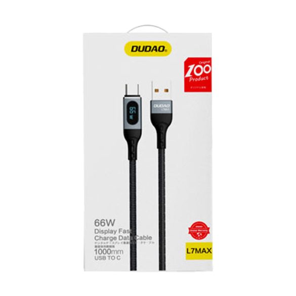 Dudao USB kábel - USB Type-C gyors töltő PD 66W fekete (L7Max)