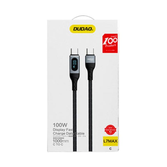 Dudao kábel USB Type-C - USB Type-C gyors töltő PD 100W fekete (L7MaxC)