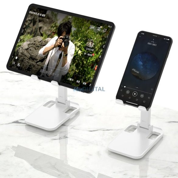 Dudao asztali teleszkópos állvány összecsukható telefontartó tablet fehér (F5XS whie)