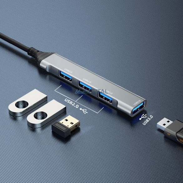 Dudao HUB 4 az 1-ben USB-A - 4x USB-A (3 x USB2.0 / USB3.0) 6.3cm fekete (A16B)