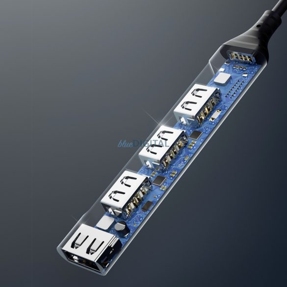 Dudao HUB 4 az 1-ben USB-A - 4x USB-A (3 x USB2.0 / USB3.0) 6.3cm fekete (A16B)