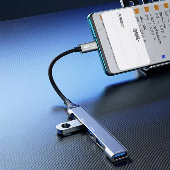 Dudao HUB 4 az 1-ben USB-C - 4x USB-A (3 x USB2.0 / USB3.0) 6.3cm fekete (A16T)
