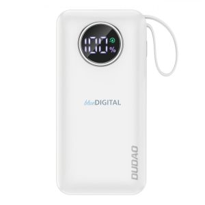 Dudao powerbank 10000mAh 1xUSB-A / 1xUSB-C 22.5W beépített kábellel 1xLightning / 1xUSB-C fehér (K15sW)