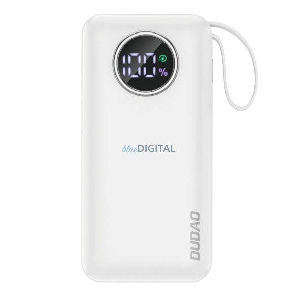 Dudao powerbank 10000mAh 1xUSB-A / 1xUSB-C 22.5W beépített kábellel 1xLightning / 1xUSB-C fehér (K15sW)