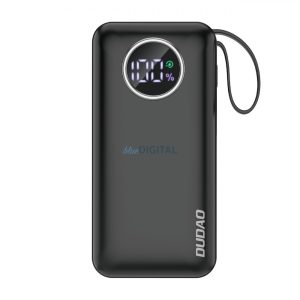 Dudao powerbank 10000mAh 1xUSB-A / 1xUSB-C 22.5W beépített kábellel 1xLightning / 1xUSB-C fekete (K15sB)