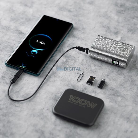 Dudao K20 powerbank USB-A / USB-C 10000mAh 22.5W - ezüst színű