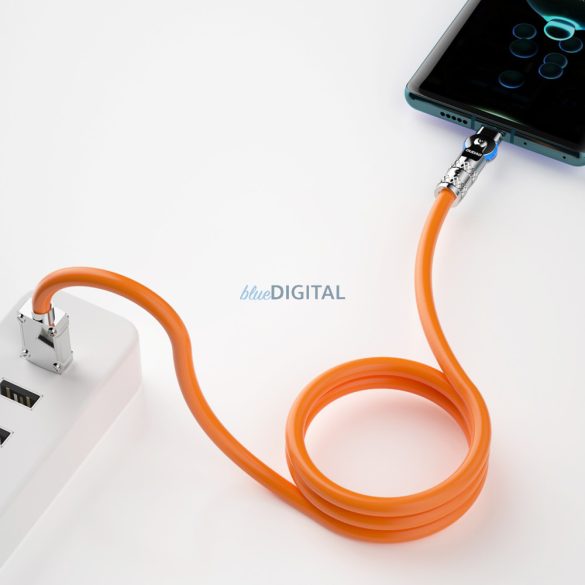 Szögletes kábel USB - USB C 120W forgatás 180° Dudao 120W 1m - narancs színű