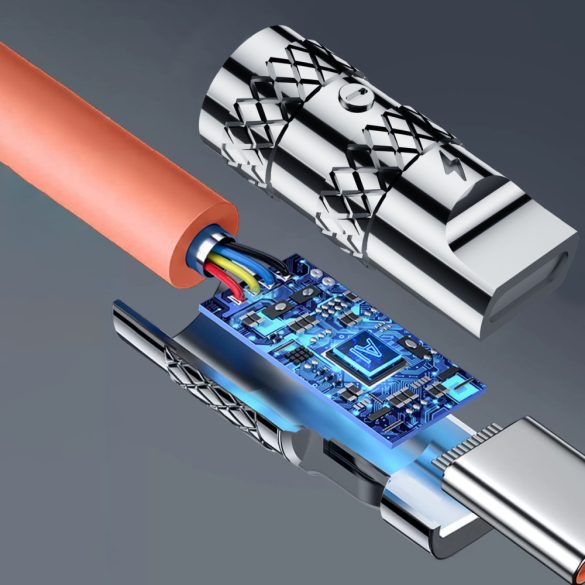 Szögletes kábel USB - USB C 120W 1m 180° Dudao - narancssárga