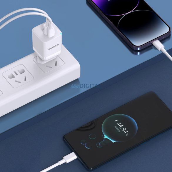 Fali töltő GaN 33W PPS USB C/USB Dudao A13Pro - fehér