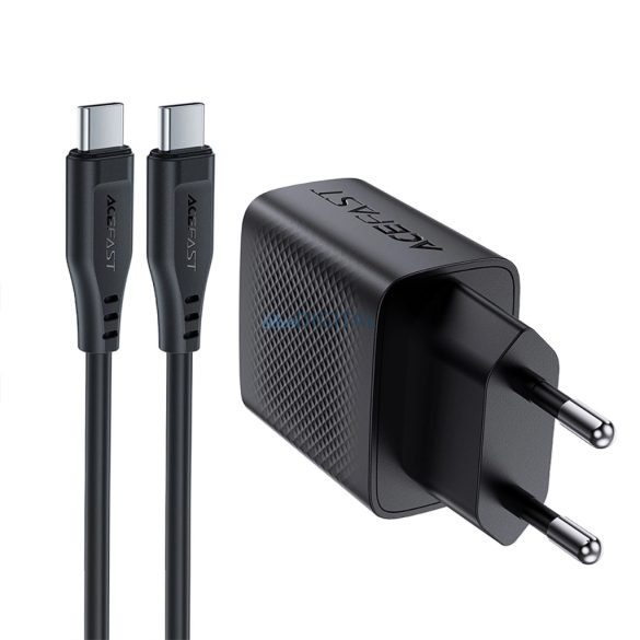 Acefast A82 hálózati töltő 1xUSB-C csatlakozással és Type-C - Type-C kábellel PD 20W - fekete