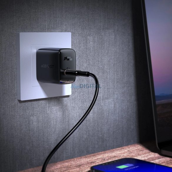 Acefast A3 US utazó töltő 1xUSB-C csatlakozással 20W PD - fekete