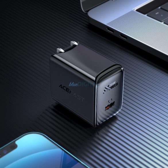 Acefast A3 US utazó töltő 1xUSB-C csatlakozással 20W PD - fekete