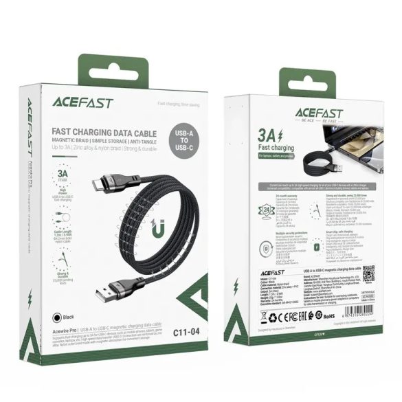 Acefast C11-04 USB-A - Type-C kábel 3A 1.2m - fekete