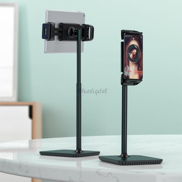 AceFast teleszkópos telefon és tablet tartó (135-230 mm szEdgees) az asztalhoz 360 ° -os fekete (E4 fekete)