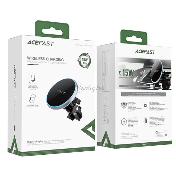Acefast Qi vezeték nélküli töltő MagSafe 15W Magnetic Phone Holder a Szellőzőrács Fekete (D3 fekete)