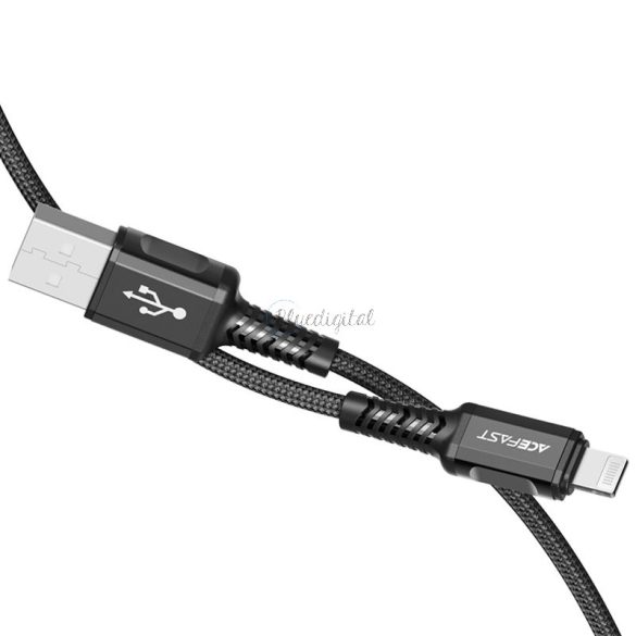 AceFast kábel MFI USB - Lightning 1.2m, 2.4a fekete (C1-02 fekete)