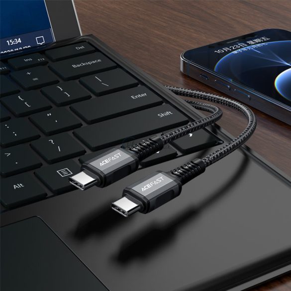 AceFast kábel USB type-c - USB type-c 1,2 m, 60W (20V / 3a) szürke (C1-03 deep space szürke)