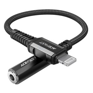 ACEFAST audio kábel MFI Lightning - 3,5 mm -es mini jack (anya) 18 cm, aux fekete (C1-05 fekete)