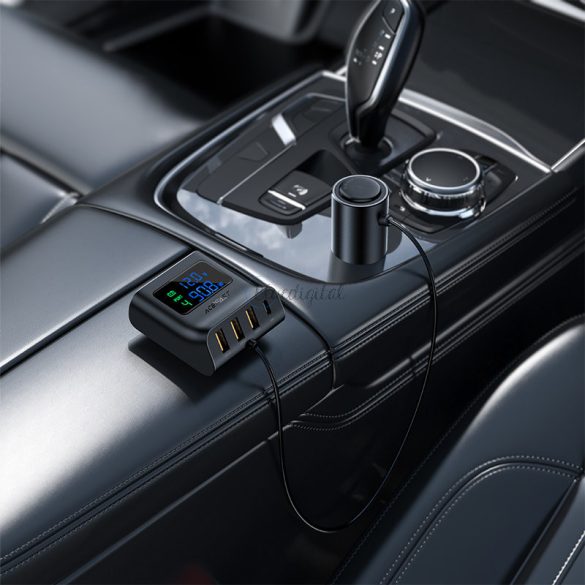 Acefast autós töltő 90W USB Type C / 3x USB / szivargyújtóból, PPS, PD3.0, QC3.0, AFC, FCP töltőállomás fekete (B8 fekete)