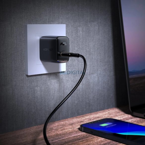 Acefast A23 US utazó töltő 1xUSB-C csatlakozással 30W GaN - fekete