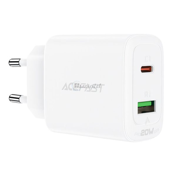 ACEFAST WALL -töltő USB type-c / USB 20W, PPS, PD, QC 3.0, AFC, FCP fehér (A25 fehér)