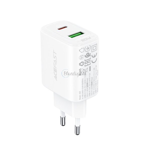 ACEFAST WALL -töltő USB type-c / USB 20W, PPS, PD, QC 3.0, AFC, FCP fehér (A25 fehér)