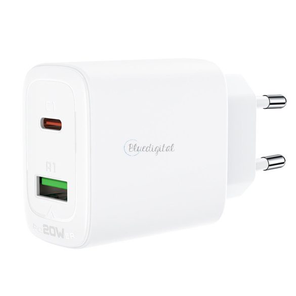 ACEFAST WALL -töltő USB type-c / USB 20W, PPS, PD, QC 3.0, AFC, FCP fehér (A25 fehér)