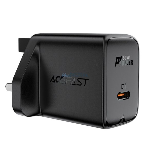 Acefast GaN töltő (UK dugó) USB Type C 30W, Power Delivery, PPS, Q3 3.0, AFC, FCP fekete (A24 UK fekete)