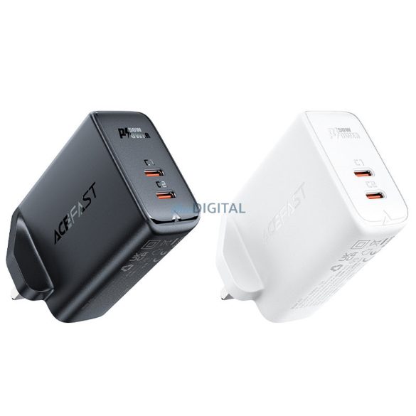 Acefast GaN töltő (UK dugó) 2x USB Type-C 50W, Power Delivery, PPS, Q3 3.0, AFC, FCP fekete (A32 UK)