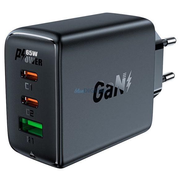 Acefast gyorstöltő GaN (2xUSB-C / USB-A) PPS / PD / QC4+ 65W fekete (A41)