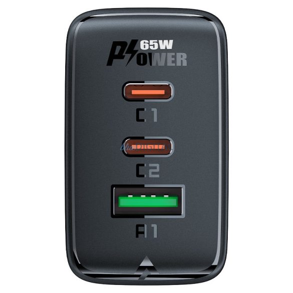 Acefast gyorstöltő GaN (2xUSB-C / USB-A) PPS / PD / QC4+ 65W fekete (A41)