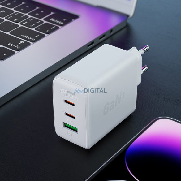 Acefast gyorstöltő GaN (2xUSB-C / USB-A) PPS / PD / QC4+ 65W fekete (A41)