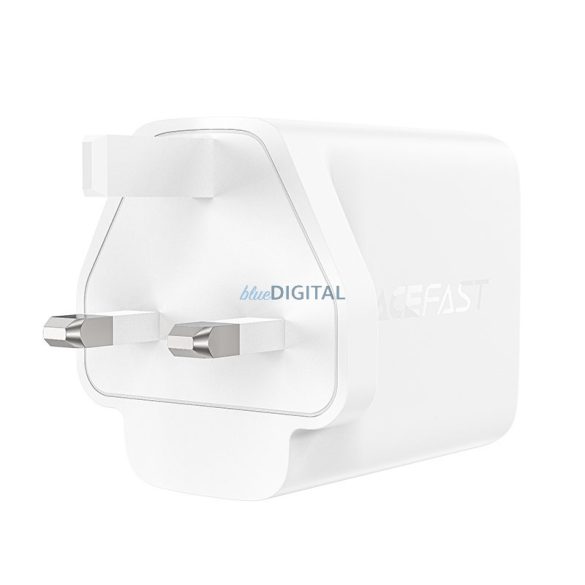 Acefast töltő GaN 65W 3 portos (1xUSB, 2xUSB C PD) UK dugó fehér (A44)