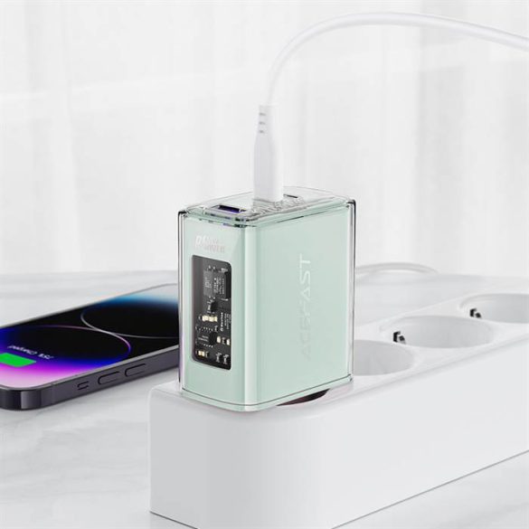 Acefast töltő GaN 65W 3 portos (1xUSB, 2xUSB C) lila (A45)