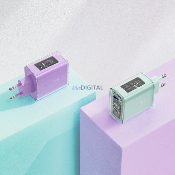 Acefast töltő GaN 65W 3 portos (1xUSB, 2xUSB C) rózsaszín (A45)