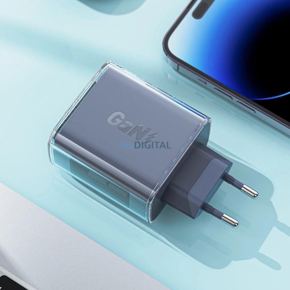 Acefast A45 hálózati töltő 1xUSB-A és 2xUSB-C csatlakozással GaN 65W - zöld