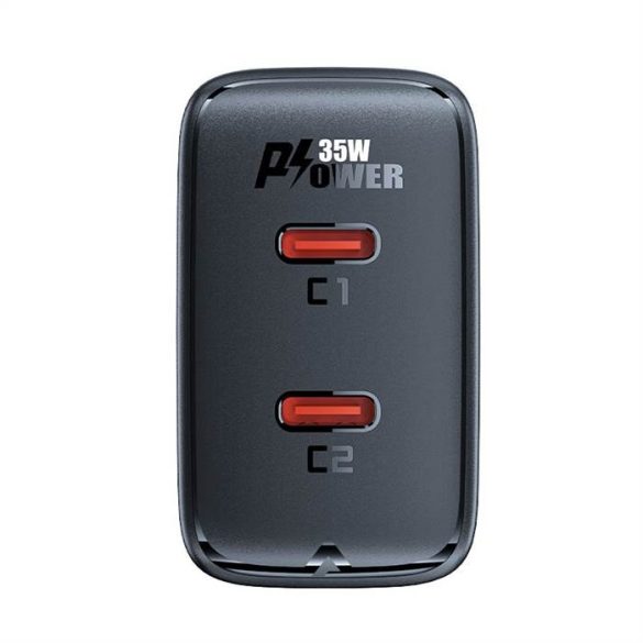Gyorstöltő GaN 35W PD 2x USB C Acefast A49 - fekete