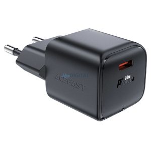 Acefast A73 Mini hálózati töltő 1xUSB-C csatlakozással PD 20W GaN - fekete