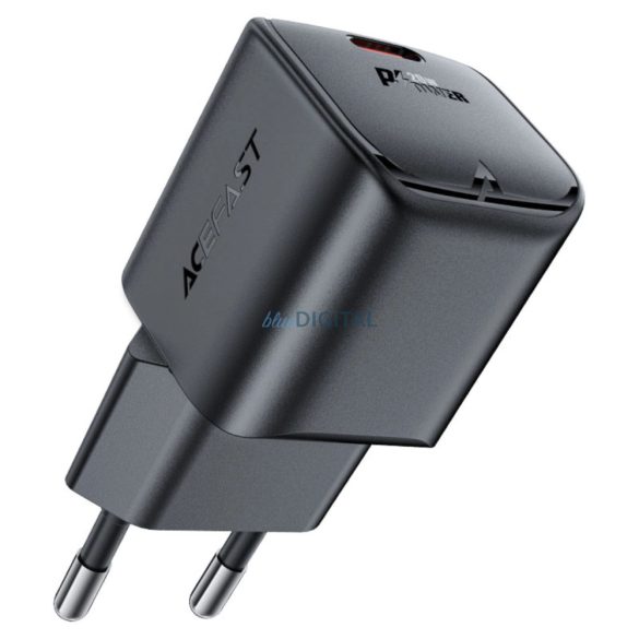 Acefast A73 Mini hálózati töltő 1xUSB-C csatlakozással PD 20W GaN - fekete