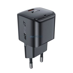 Acefast A77 Mini hálózati töltő 1xUSB-C csatlakozással PD 30W GaN - fekete