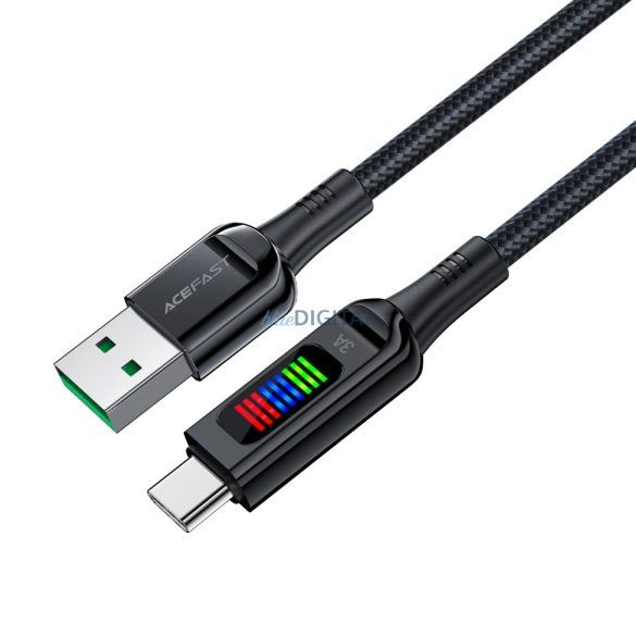 Acefast C7-04 USB-A - Type-C kábel kijelzővel 60W 1.2m - fekete