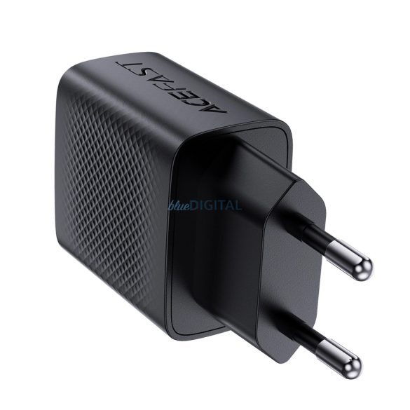 Acefast A78 hálózati töltő 1xUSB-A és 1xUSB-C csatlakozással GaN PD 20W - fekete