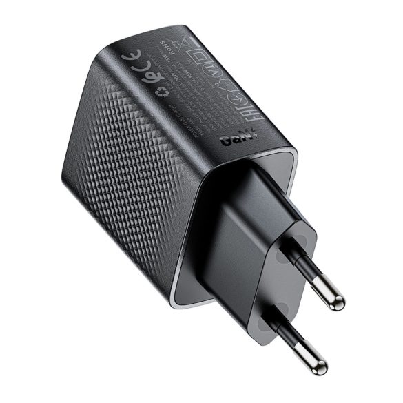 Acefast A98 hálózati töltő 1xUSB-A és 1xUSB-C csatlakozással 30W 3A PD QC - fekete