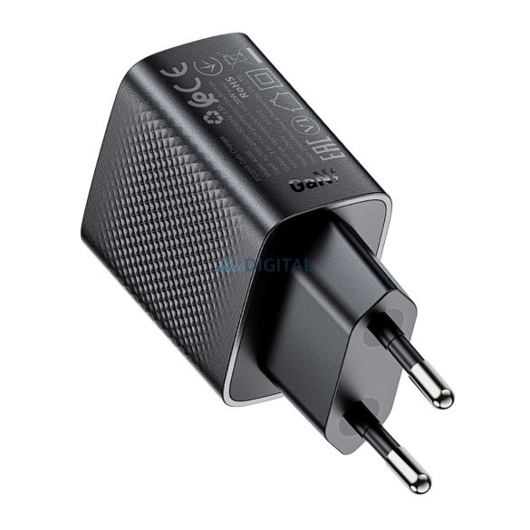 Acefast A102 hálózati töltő 1xUSB-C csatlakozással GaN PD 30W - fekete