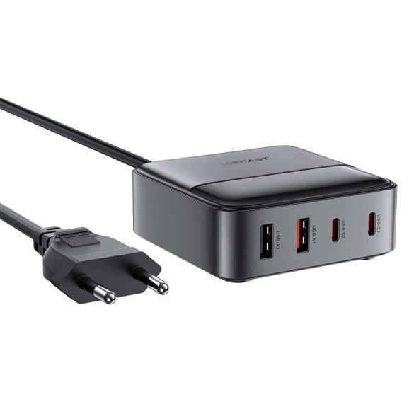 Acefast Z6 hálózati töltő 2xUSB-A és 2xUSB-C csatlakozással 65W 5A GaN PD QC - fekete