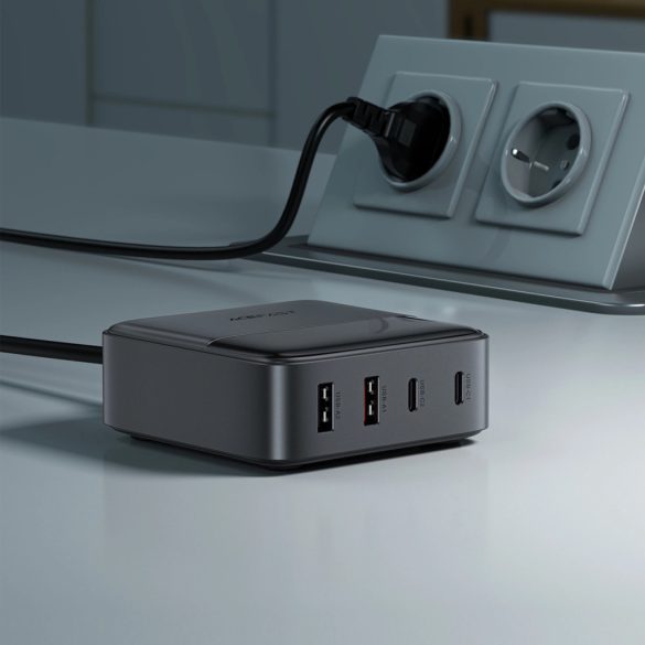 Acefast Z6 hálózati töltő 2xUSB-A és 2xUSB-C csatlakozással 65W 5A GaN PD QC - fekete