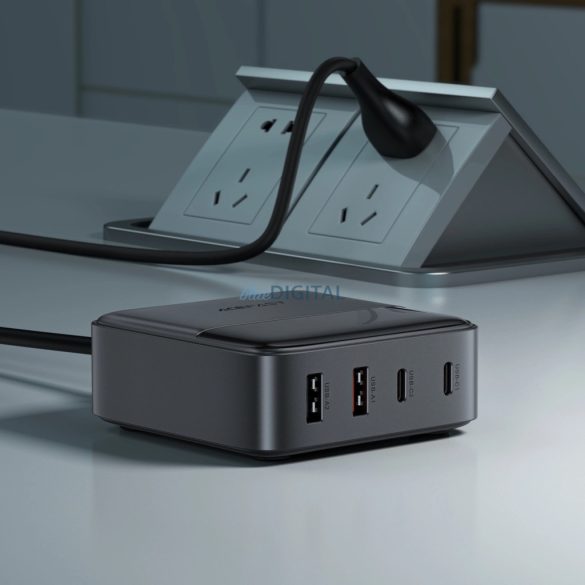 Acefast Z6 US utazó töltő 2xUSB-A és 2xUSB-C csatlakozással 65W GaN - fekete