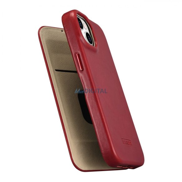 iCarer CE olajviasz prémium bőr fóliatok bőr tok iPhone 14 Flip mágneses MagSafe piros (AKI14220705-RD)