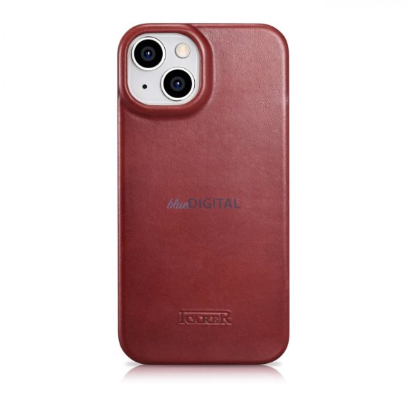 iCarer CE olajviasz prémium bőr fóliatok bőr tok iPhone 14 Plus Flip mágneses MagSafe piros (AKI14220707-RD)