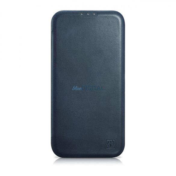 iCarer CE olajviasz prémium bőr fóliatok bőr tok iPhone 14 Pro Max Flip mágneses MagSafe kék (AKI14220708-BU)